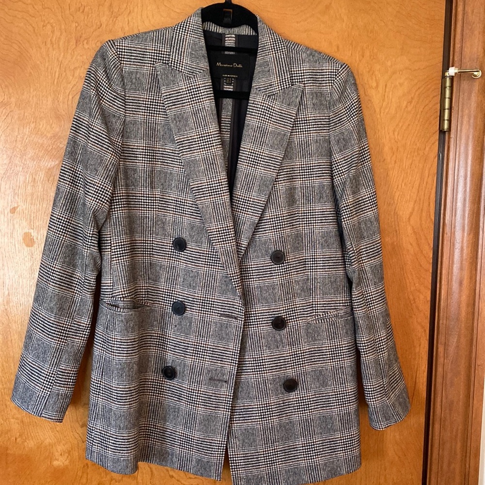 Massimo Dutti grey plaid blazer - great condition